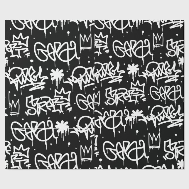 Papier Cadeau Motif noir et blanc de graffiti (Couture)