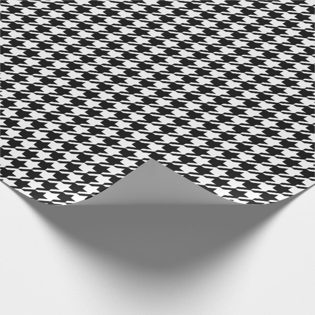 Papier Cadeau Motif noir et blanc Houndstooth (Coin)