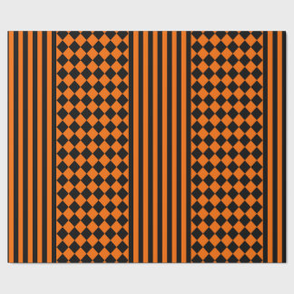 Papier Cadeau Motif noir et orange de Halloween de mélange