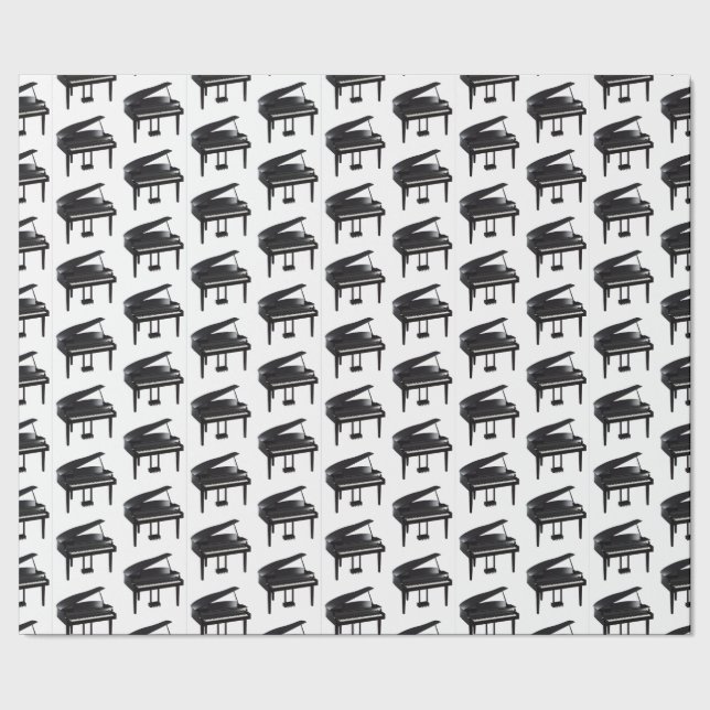 Papier Cadeau Motif noir grand piano carrelé (Couture)