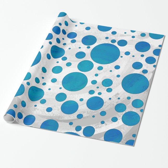Papier Cadeau Motif Ocean Blue Dot (Déroulé)