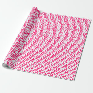 Papier Cadeau Motif ondulé - Rouge néon sur blanc