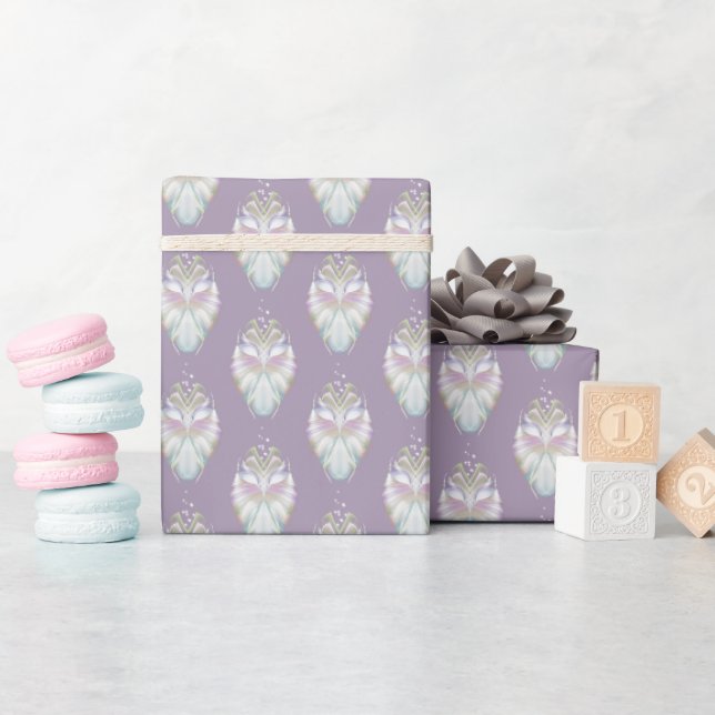 Papier Cadeau Motif Oracle Owl Pastel Purple (Baby Shower)
