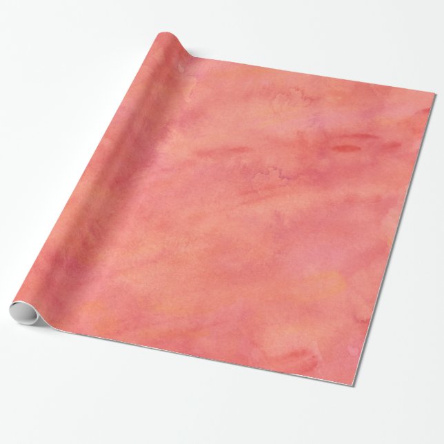 Papier Cadeau Motif orange de texture d'aquarelle de pêche (Déroulé)