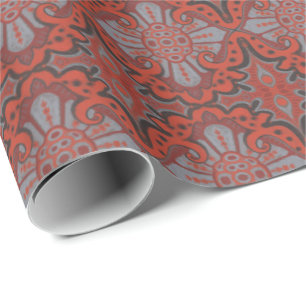 Papier Cadeau motif orange, gris et noir