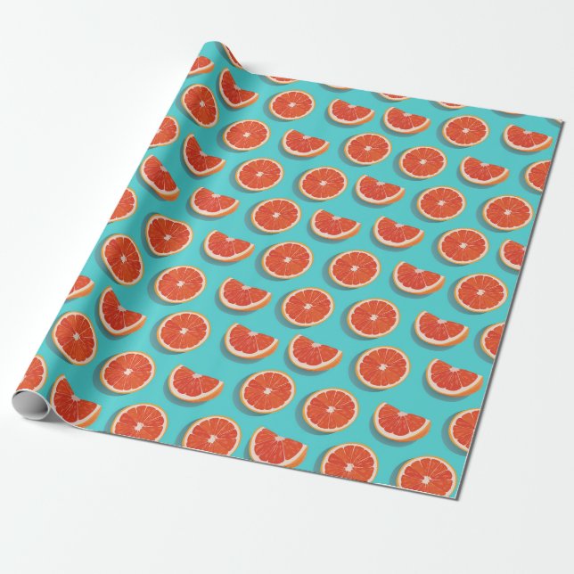 Papier Cadeau Motif orange juteux doux (Déroulé)