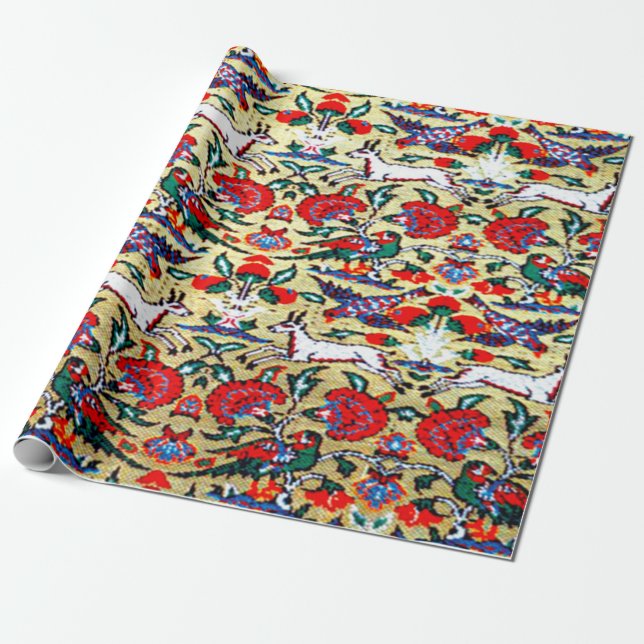 Papier Cadeau Motif oriental antique turc persan, Animaux (Déroulé)