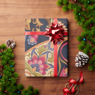 Papier Cadeau motif paisley fleurs vintages sans soudure.
