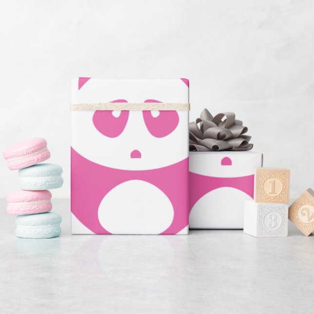 Papier Cadeau Motif Panda rose et blanc Kawaii Baby (Baby Shower)