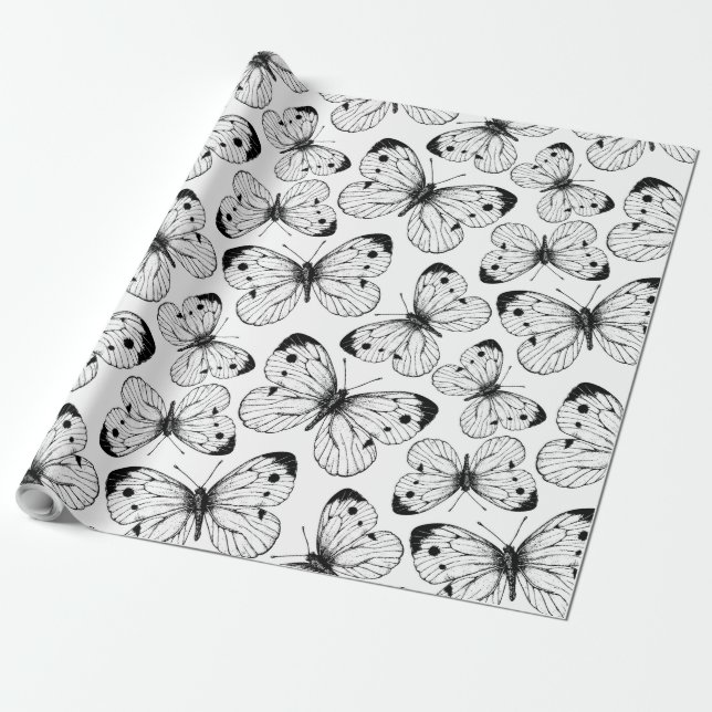 Papier Cadeau Motif papillon de choux (Déroulé)