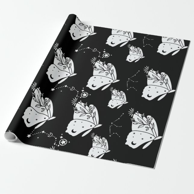 Papier Cadeau Motif papillon Luna Moth (Déroulé)