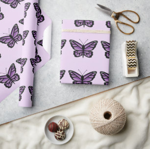 Papier Cadeau Motif papillon pourpre
