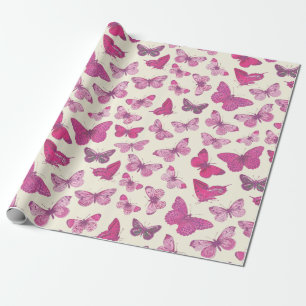 Papier Cadeau Motif Papillon Rose Féminin Mignon
