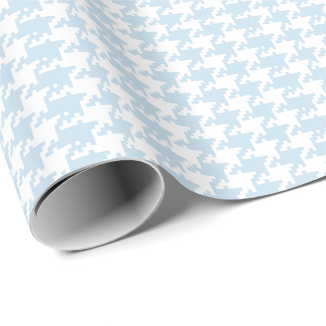 Papier Cadeau Motif Pastel Blue Et White Pied De Poule (Coin rond)