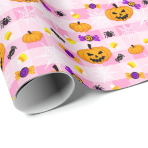 Papier Cadeau Motif pastel Pink Halloween