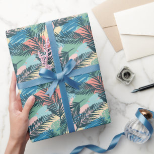Papier Cadeau Motif Pastel Tropical Leaf