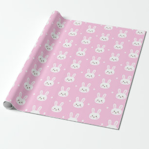 Papier Cadeau Motif pelucheux mignon de lapin de bande dessinée