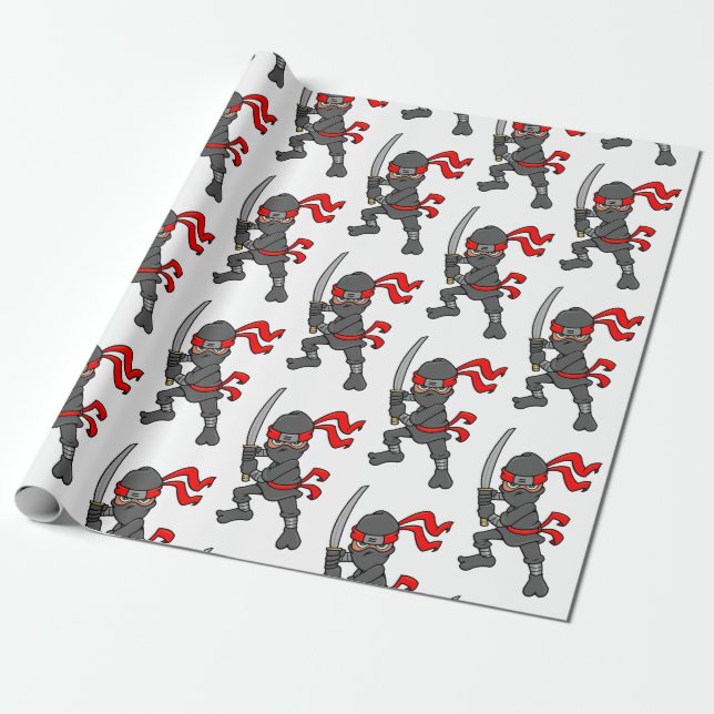 Papier Cadeau Motif personnalisable de Ninja (Déroulé)