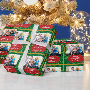 Papier Cadeau Motif photo Red & Green Swirl