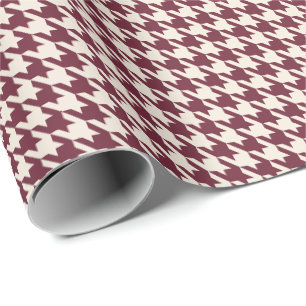 Papier Cadeau Motif pied-de-poule en Bourgogne et crème chaud 
