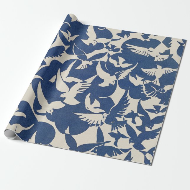 Papier Cadeau Motif Pigeons 1928 (Déroulé)