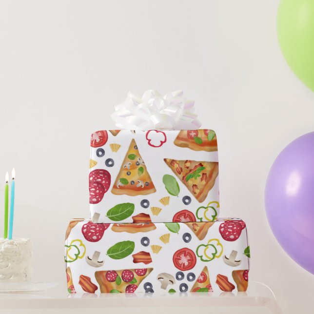Papier Cadeau Motif Pizza d'aquarelle (Cadeaux de fête)