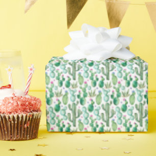 Papier Cadeau Motif Plante Cactus aquarelle