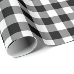 Papier Cadeau Motif plat classique noir et blanc de buffle