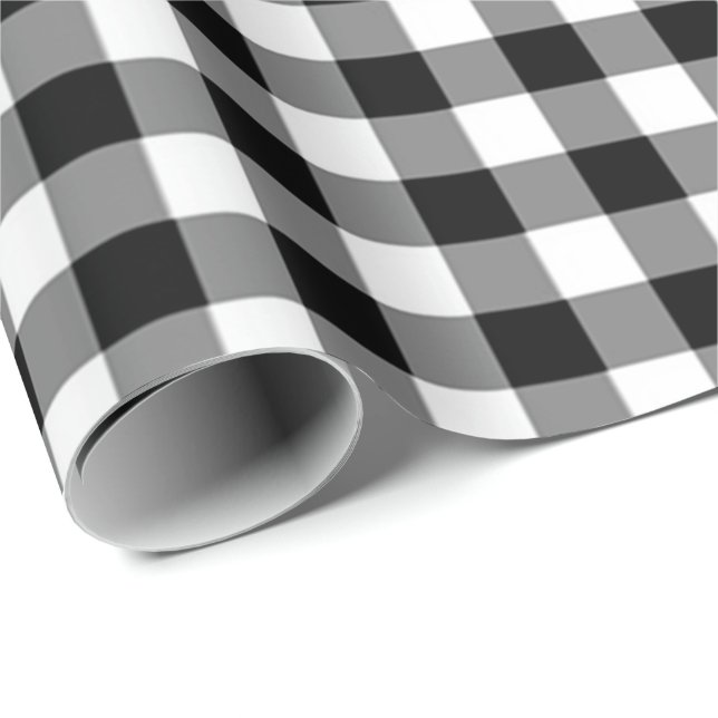 Papier Cadeau Motif plat classique noir et blanc de buffle (Coin rond)