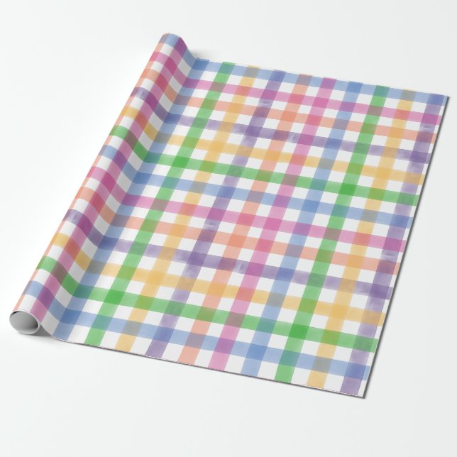 Papier Cadeau Motif plat moderne mou et aquarelle brillante (Déroulé)