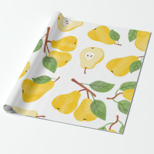 Papier Cadeau Motif poires imperméables. fruit vintage b