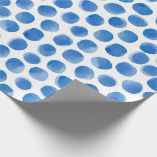 Papier Cadeau  Motif Pois bleu aquarelle 