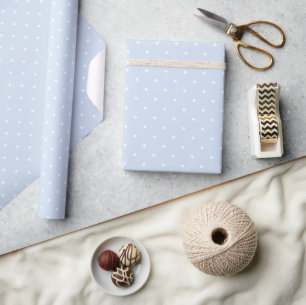 Papier Cadeau Motif Pois bleu et blanc Dusty