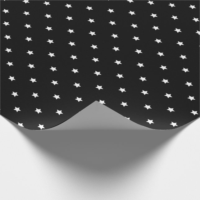 Papier Cadeau Motif Polka Dot Des Étoiles Noires Et Blanches (Coin)