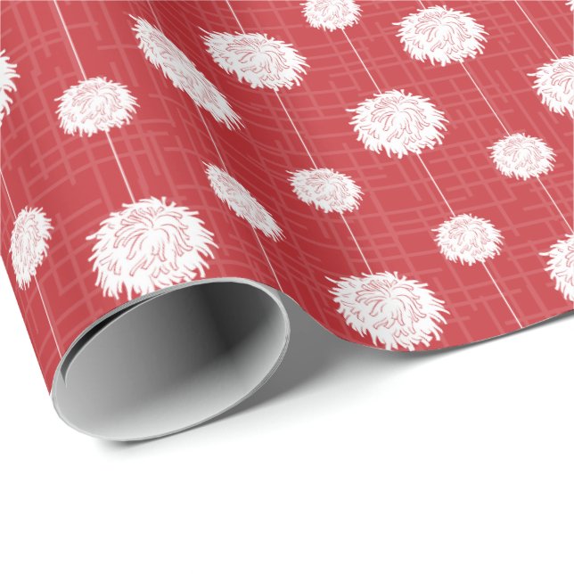 Papier Cadeau Motif Pom Pom Pom-pom girl rouge (Coin rond)