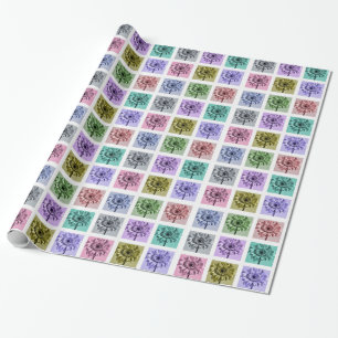 Papier Cadeau Motif pop art de fleurs colorées