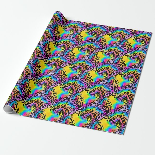 Papier Cadeau Motif Poster de animal coloré (Déroulé)