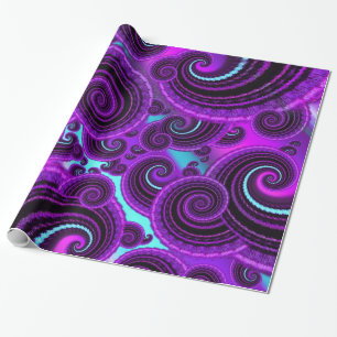 Papier Cadeau Motif pourpre d'art de fractale de remous