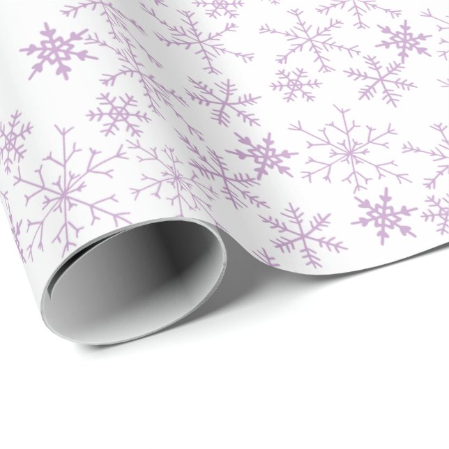 Papier Cadeau Motif pourpre de flocon de neige l'hiver de Noël (Coin rond)