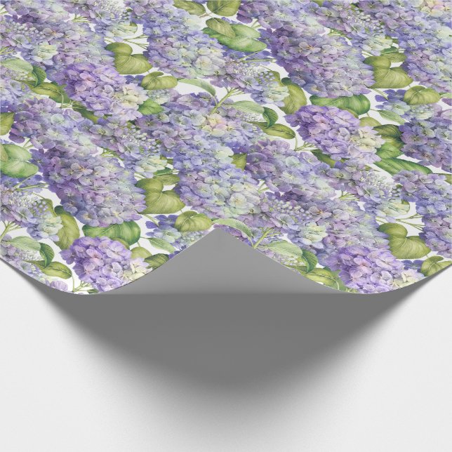 Papier Cadeau Motif pourpre floral d'hortensia (Coin)