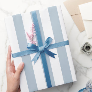 Papier Cadeau Motif rayé bleu clair et blanc élégant