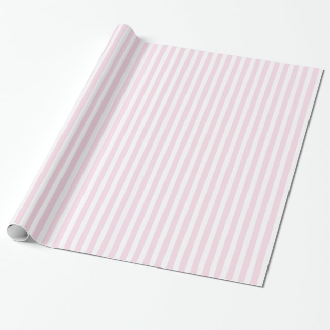 Papier Cadeau Motif rayé de rose et blanc (Déroulé)