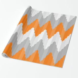 Papier Cadeau Motif rayé orange et gris moderne de Chevron