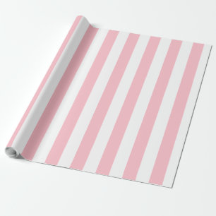 Papier Cadeau Motif rayé rose clair blanc lumineux élégant