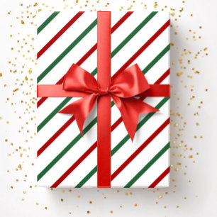 Papier Cadeau Motif rayures de Noël blanc rouge vert