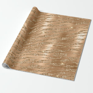 Papier Cadeau Motif rayures de tigre sauvage paillettes or éléga