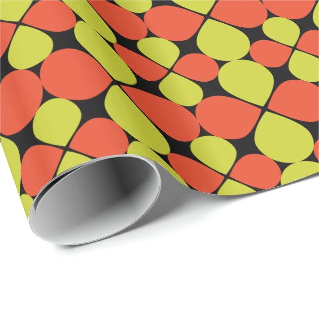 Papier Cadeau Motif rétro Abstrait floral (Coin rond)