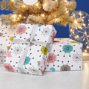 Papier Cadeau Motif rétro atomique en explosion d'étoiles