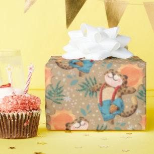 Papier Cadeau Motif rétro Cute Leopard Sunshine