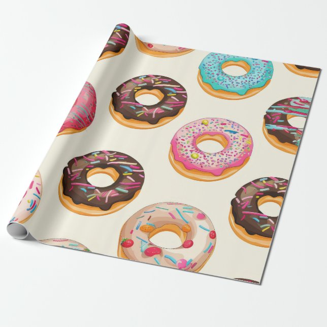 Papier Cadeau Motif rétro Donut (Déroulé)
